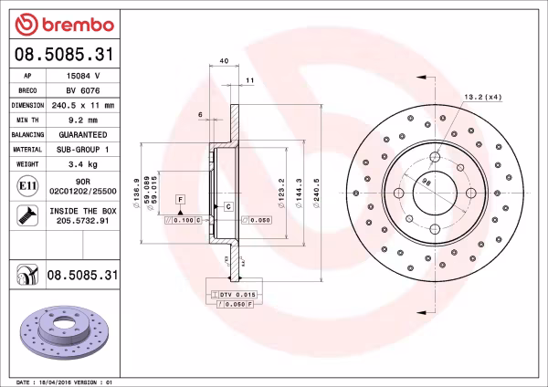 BREMBO Disco freno