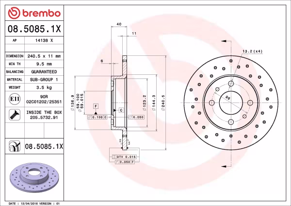 BREMBO Disco freno