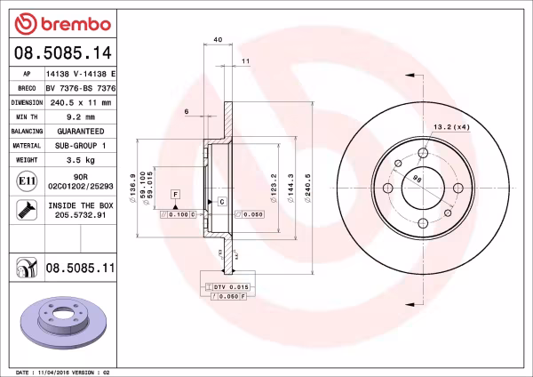BREMBO Disco freno