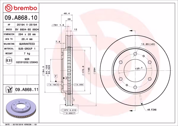 BREMBO Disco freno