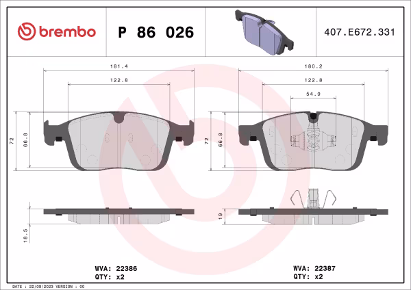 BREMBO Kit pastiglie freno, Freno a disco