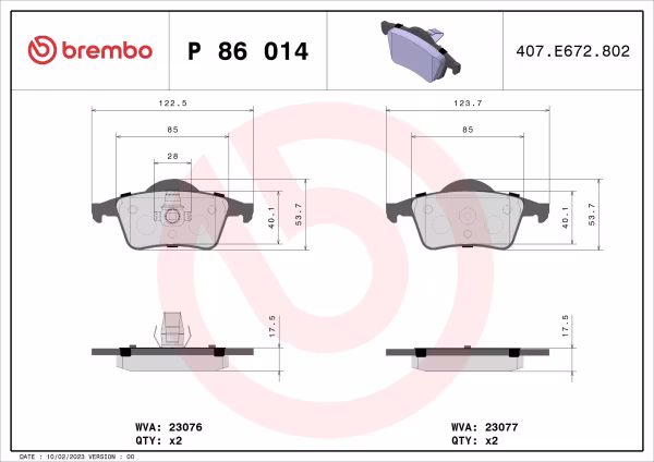 BREMBO Kit pastiglie freno, Freno a disco