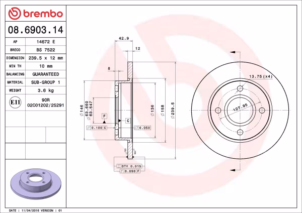 BREMBO Disco freno