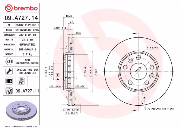 BREMBO Disco freno