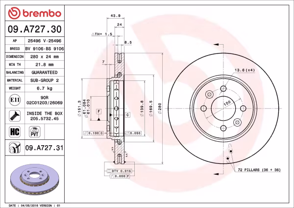 BREMBO Disco freno