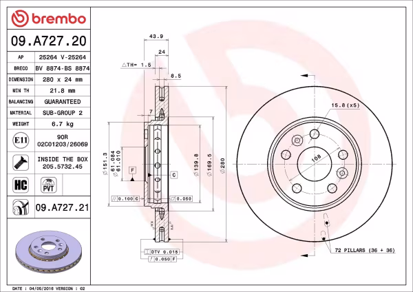 BREMBO Disco freno