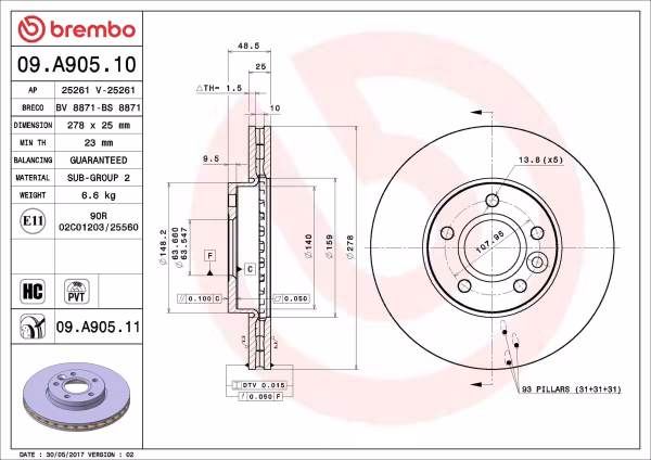 BREMBO Disco freno
