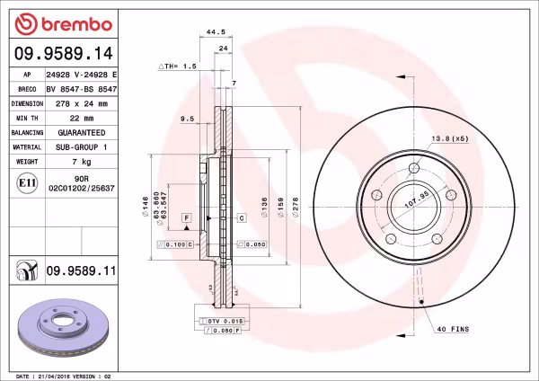 BREMBO Disco freno