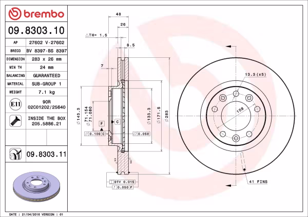 BREMBO Disco freno