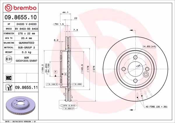 BREMBO Disco freno