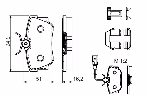 BOSCH Kit pastiglie freno, Freno a disco