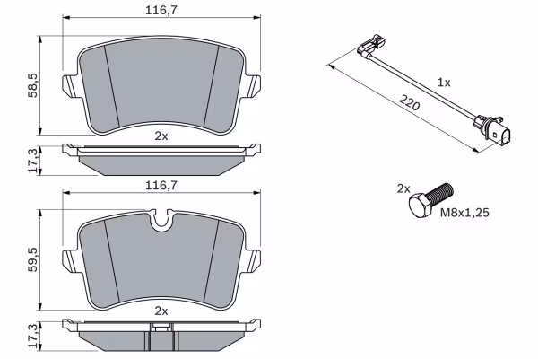 BOSCH Kit pastiglie freno, Freno a disco