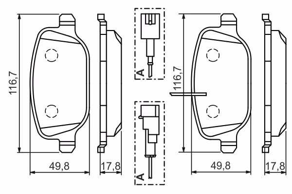 BOSCH Kit pastiglie freno, Freno a disco
