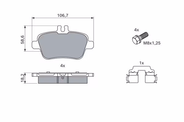 BOSCH Kit pastiglie freno, Freno a disco