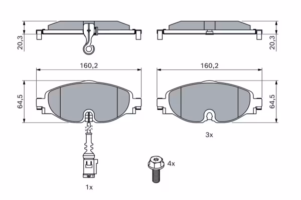 BOSCH Kit pastiglie freno, Freno a disco