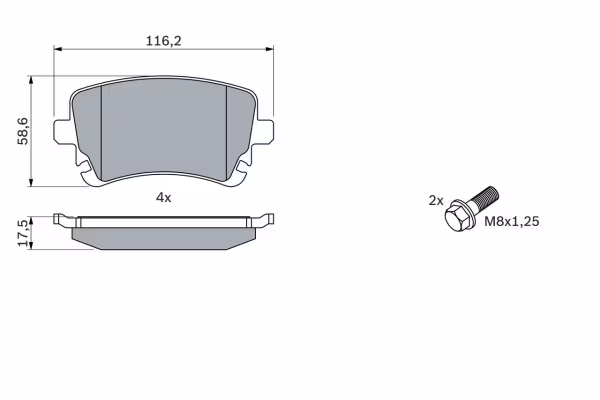 BOSCH Kit pastiglie freno, Freno a disco