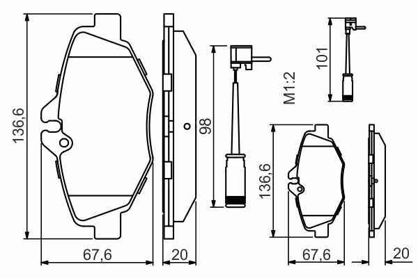 BOSCH Kit pastiglie freno, Freno a disco
