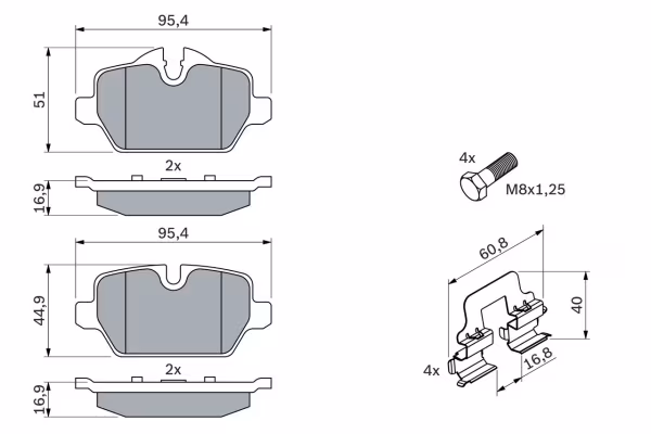 BOSCH Kit pastiglie freno, Freno a disco