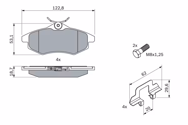 BOSCH Kit pastiglie freno, Freno a disco