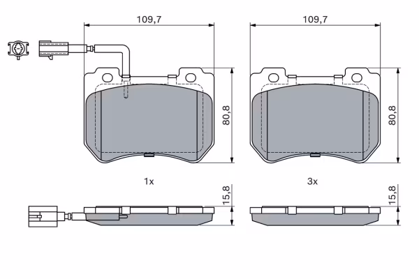 BOSCH Kit pastiglie freno, Freno a disco