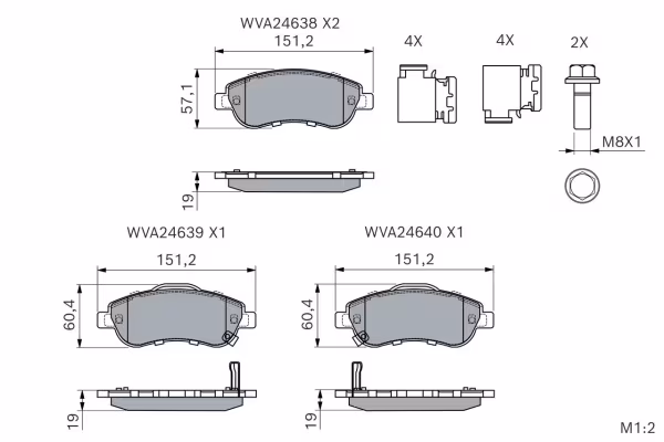 BOSCH Kit pastiglie freno, Freno a disco