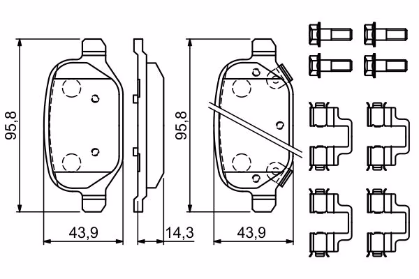 BOSCH Kit pastiglie freno, Freno a disco