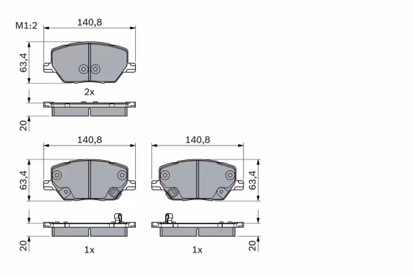 BOSCH Kit pastiglie freno, Freno a disco