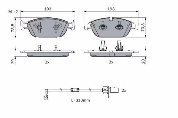 BOSCH Kit pastiglie freno, Freno a disco