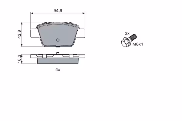 BOSCH Kit pastiglie freno, Freno a disco
