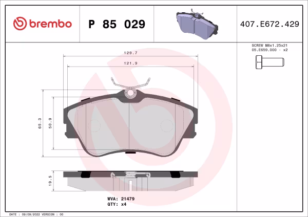 BREMBO Kit pastiglie freno, Freno a disco