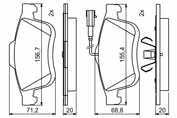BOSCH Kit pastiglie freno, Freno a disco