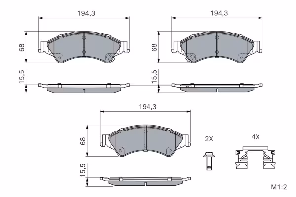 BOSCH Kit pastiglie freno, Freno a disco