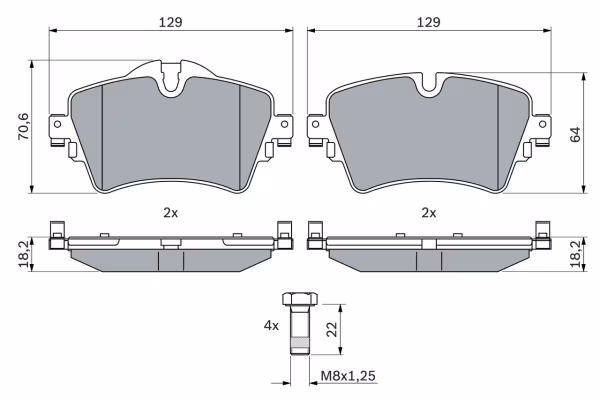 BOSCH Kit pastiglie freno, Freno a disco