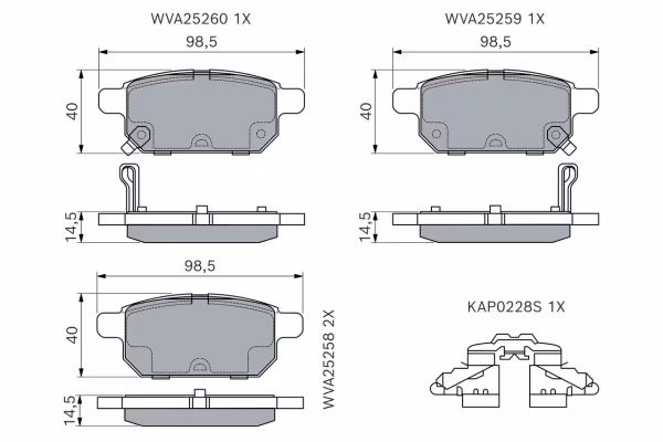 BOSCH Kit pastiglie freno, Freno a disco