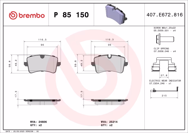 BREMBO Kit pastiglie freno, Freno a disco