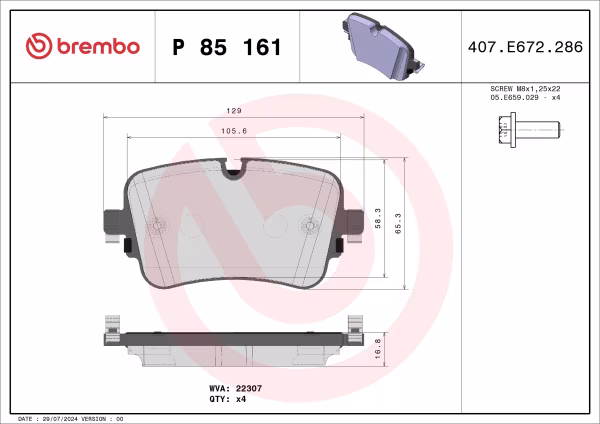 BREMBO Kit pastiglie freno, Freno a disco