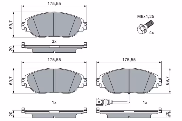BOSCH Kit pastiglie freno, Freno a disco