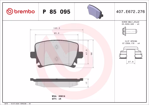 BREMBO Kit pastiglie freno, Freno a disco