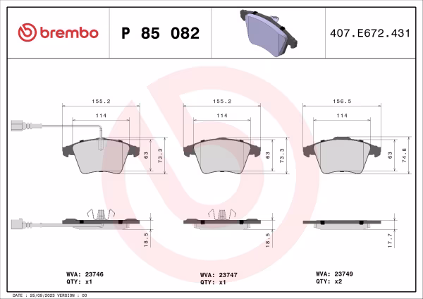BREMBO Kit pastiglie freno, Freno a disco