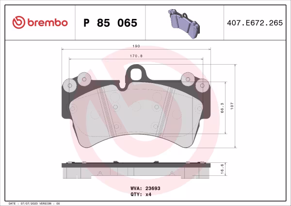 BREMBO Kit pastiglie freno, Freno a disco
