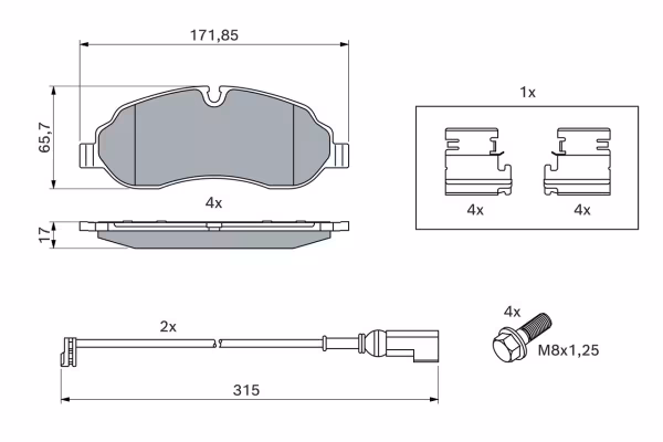 BOSCH Kit pastiglie freno, Freno a disco