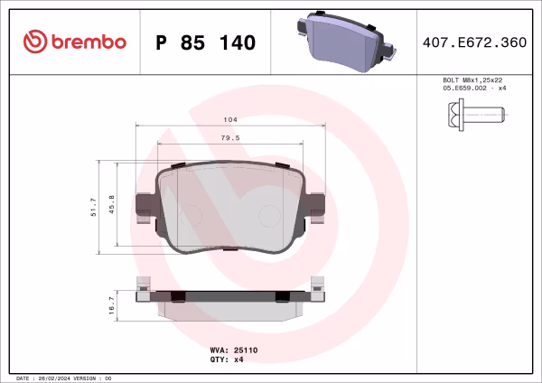 BREMBO Kit pastiglie freno, Freno a disco