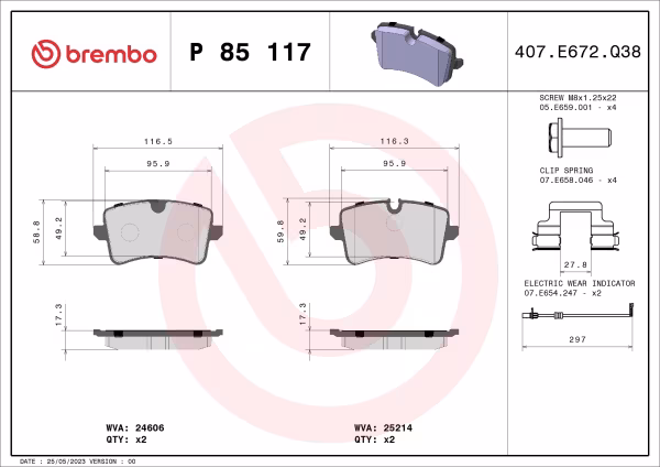 BREMBO Kit pastiglie freno, Freno a disco
