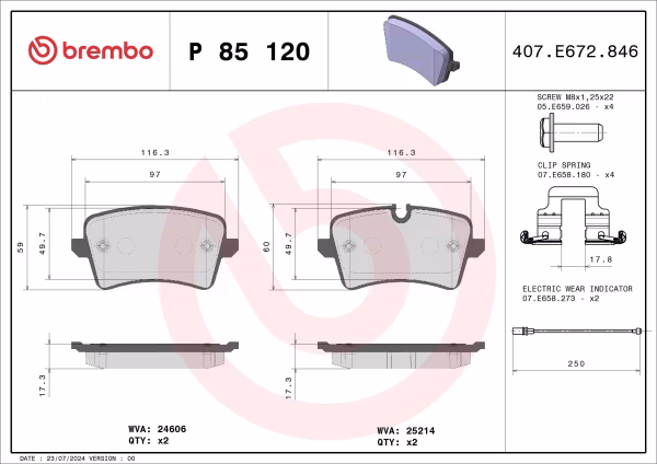 BREMBO Kit pastiglie freno, Freno a disco