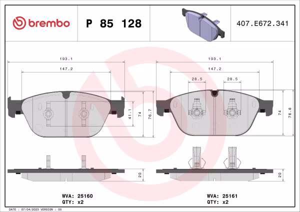 BREMBO Kit pastiglie freno, Freno a disco
