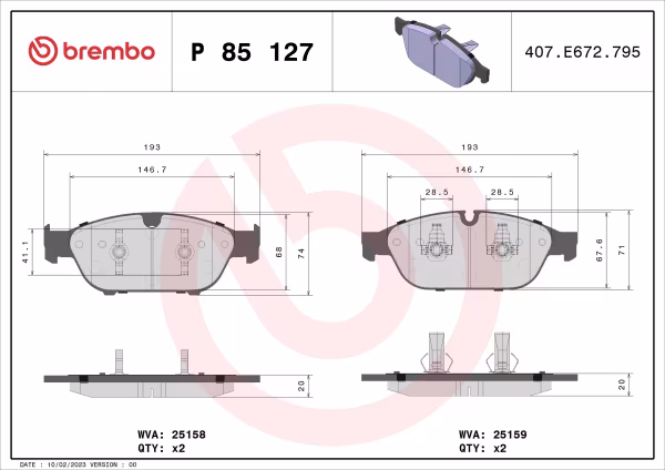 BREMBO Kit pastiglie freno, Freno a disco