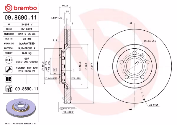 BREMBO Disco freno