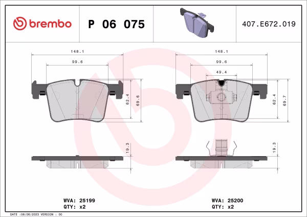 BREMBO Kit pastiglie freno, Freno a disco