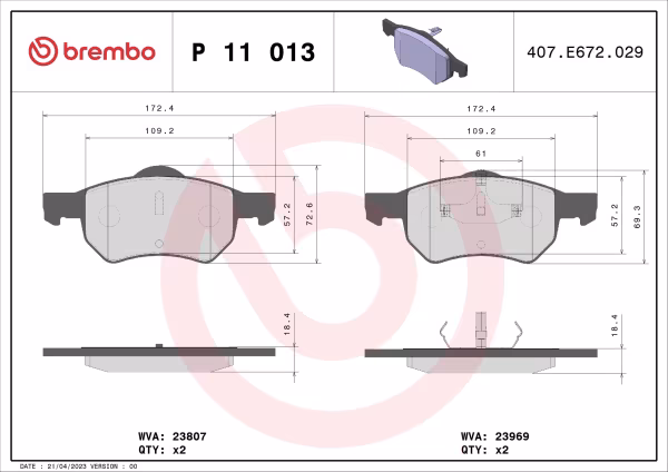 BREMBO Kit pastiglie freno, Freno a disco