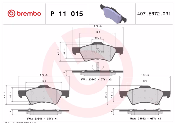 BREMBO Kit pastiglie freno, Freno a disco